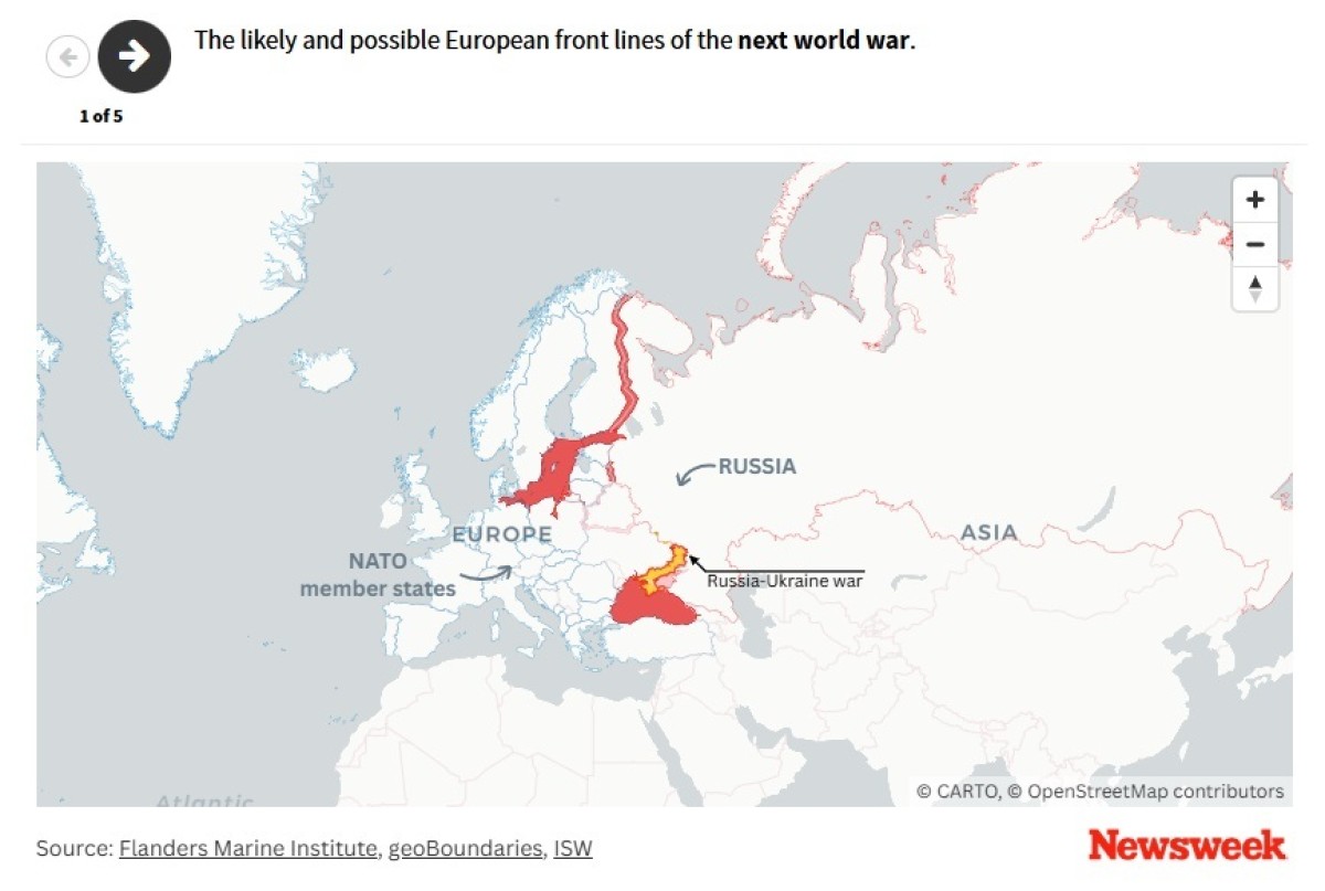 نيوزويك" تنشر خارطة للجبهات المحتملة للحرب العالمية الثالثة