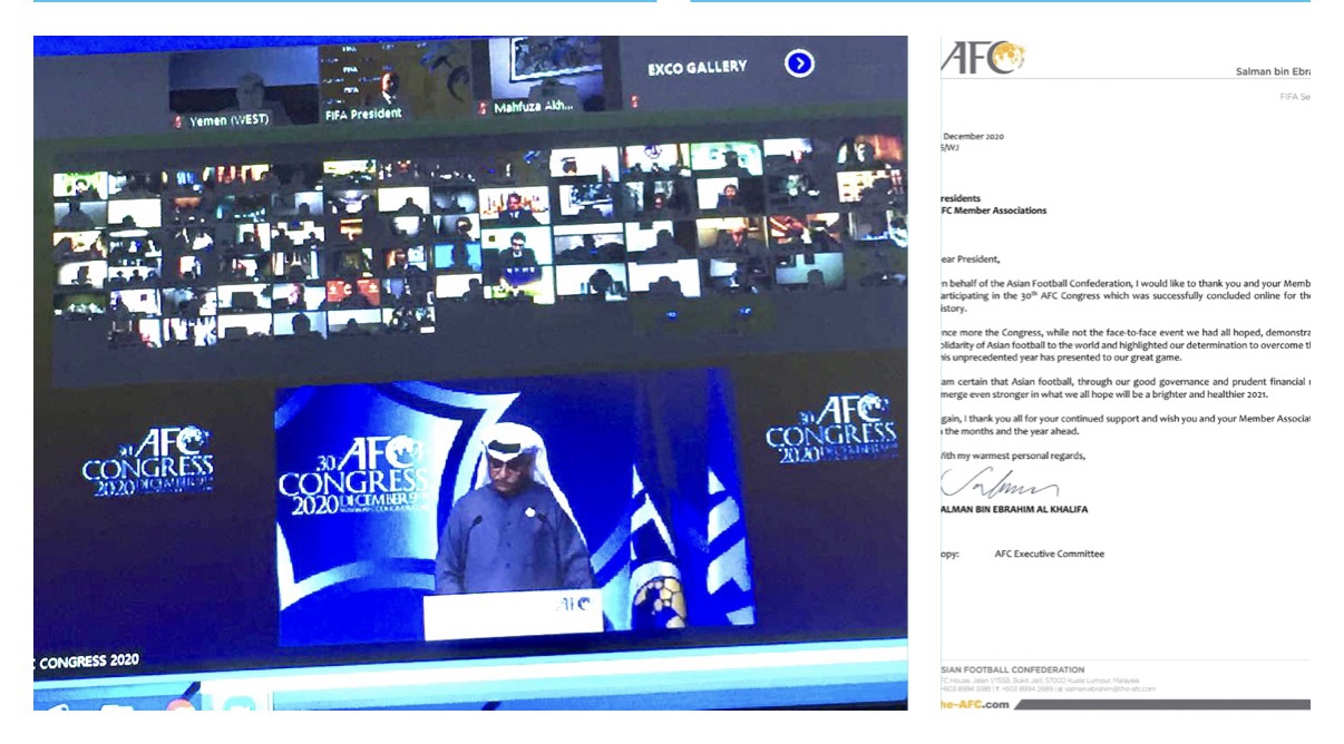 اتحاد كرة القدم  يتلقى رسالة شكر  من الاتحاد الاسيوي لمشاركته في اجتماع "الكونغرس"
