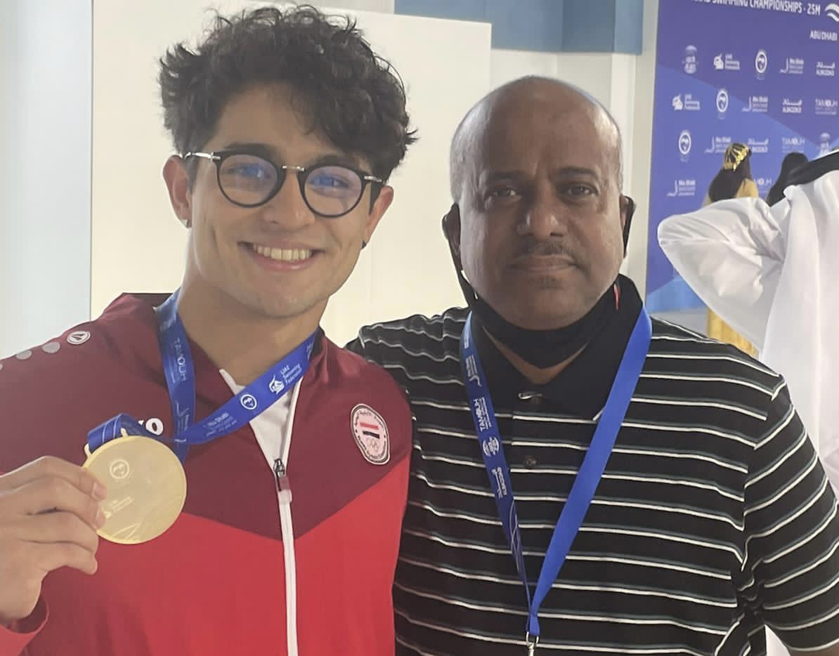 مختار اليمني يحقق ذهبية 200 مثر  حره وفضية 100 فراشة في البطولة العربية للسباحه